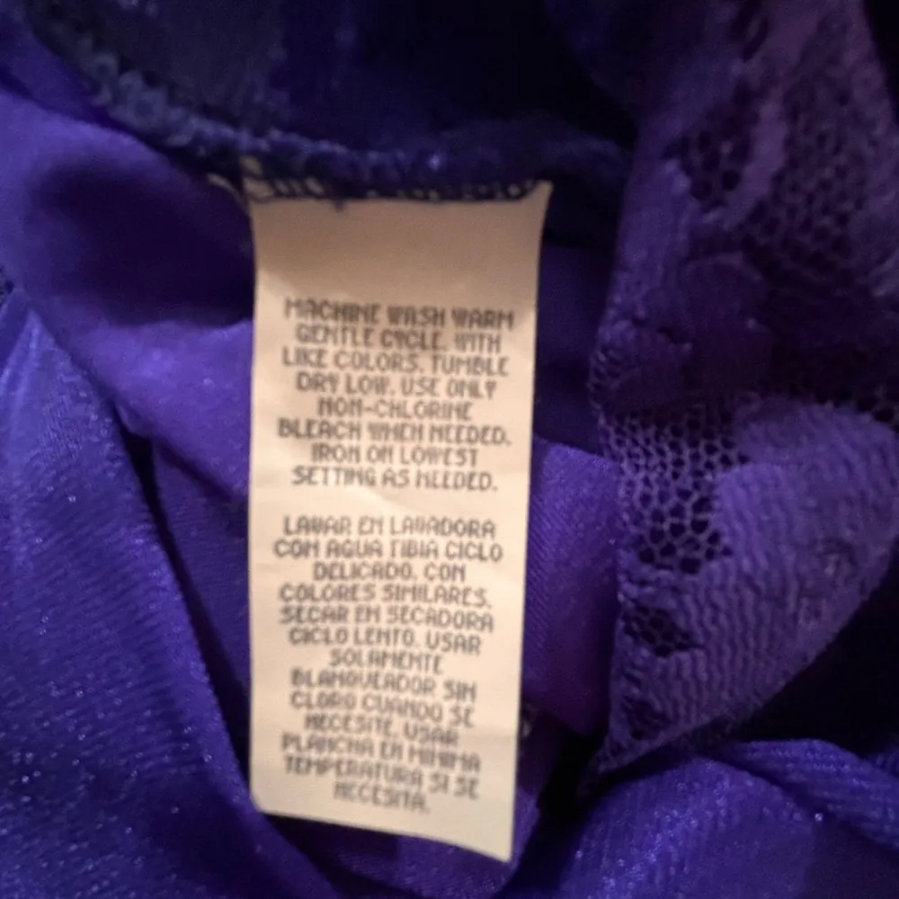 Vintage 90s Purple Nightgown With Sheer Lace Bodice size Medium Fairy Whimsigoth - Image 5