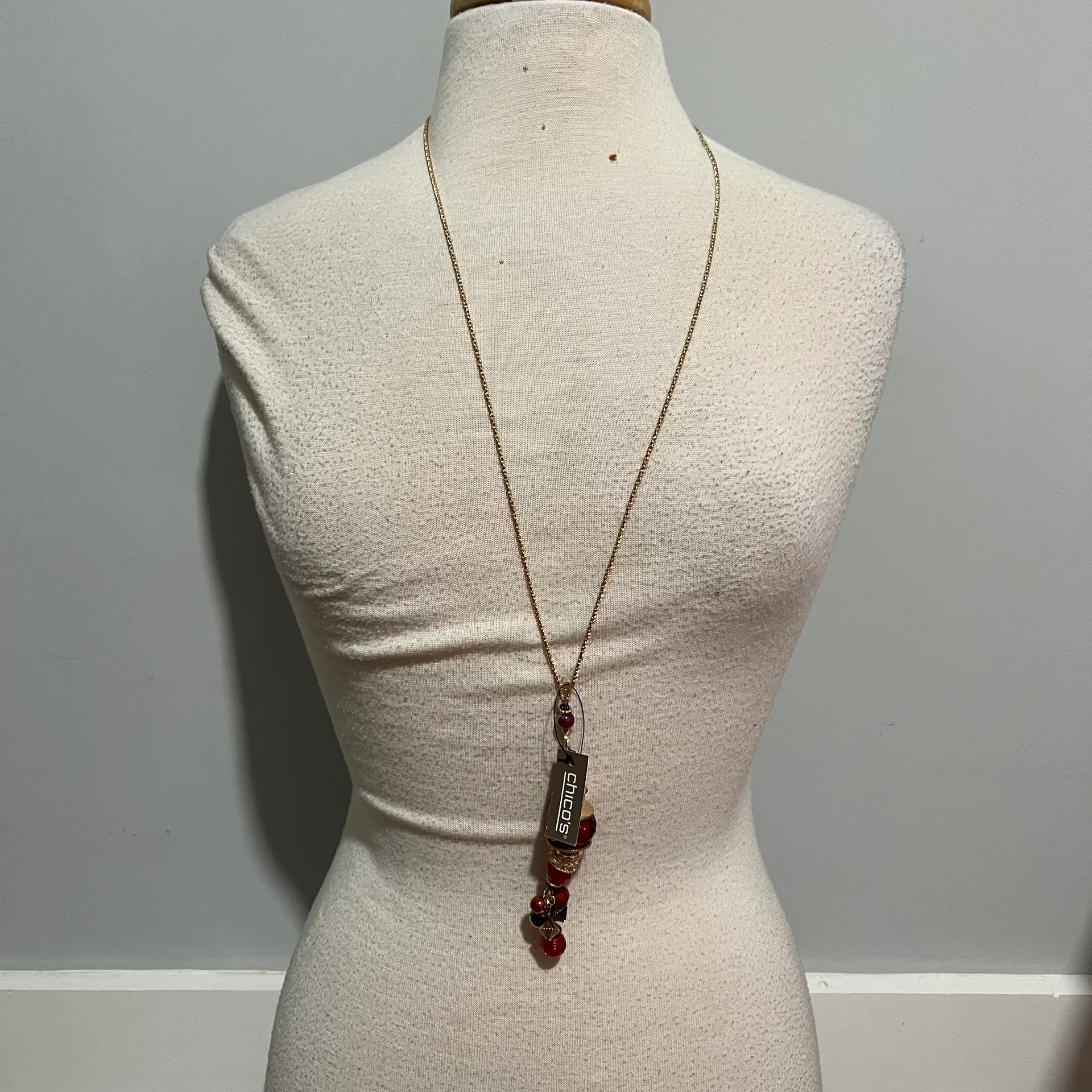 New NWT Red Gold Stacked Bead Necklace  - Image 6