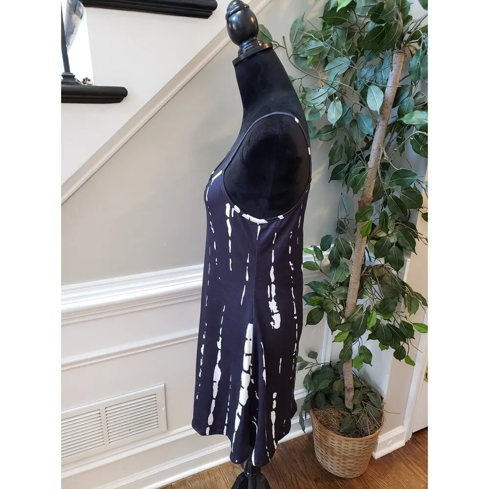Women's Camisole Dress Medium Black Tie Dye Print Sleeveless Stretch Round Neck - Image 11