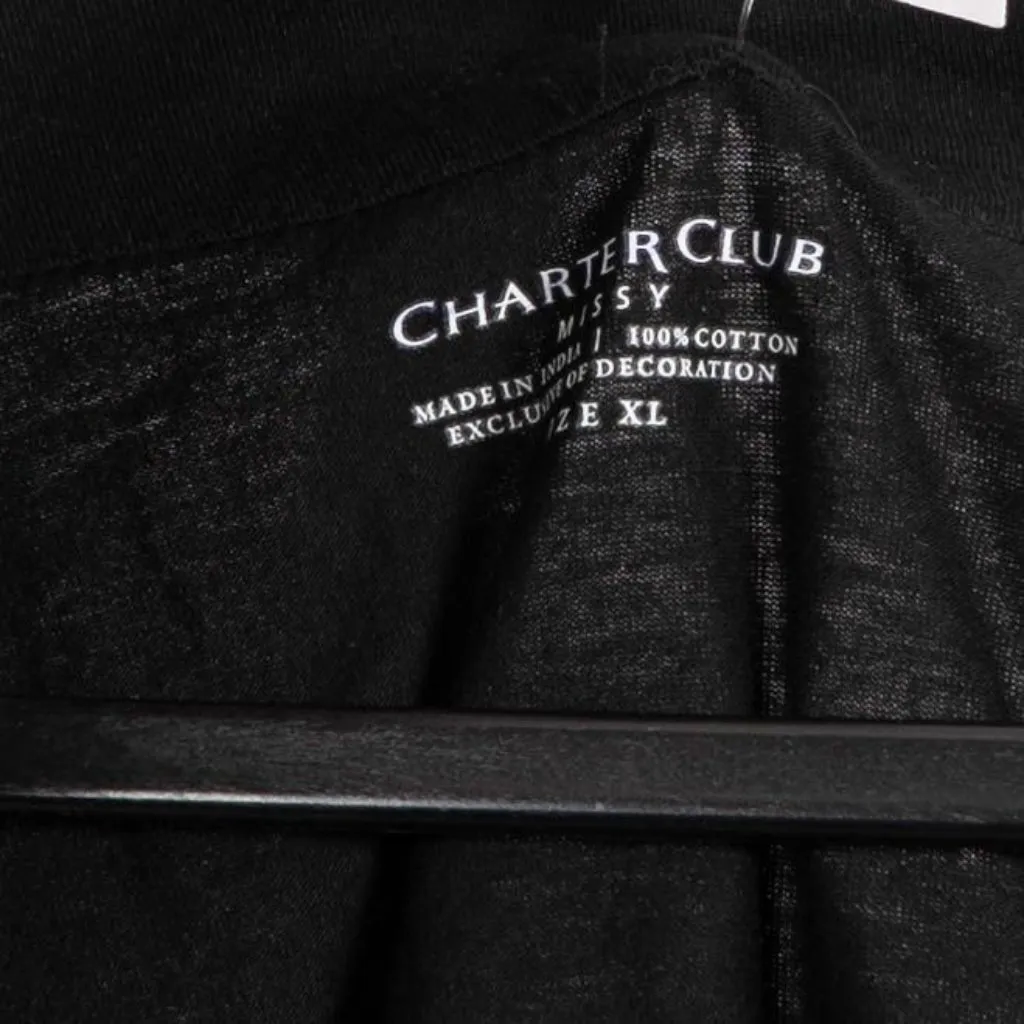 Peasant Blouse Y2K XL Womens Square Neck Black Embroidered Long Tunic Cotton SS - Image 5