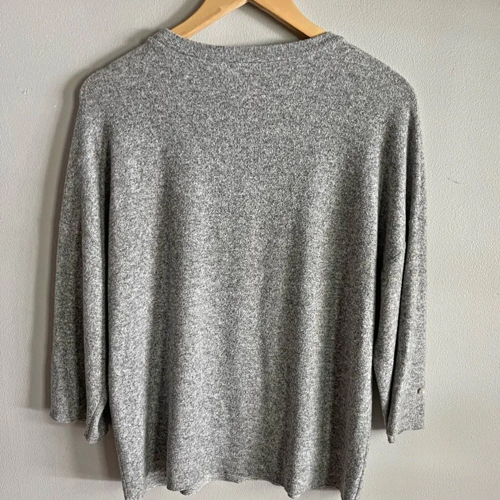 Zara Gray Pearl Embellished Knit Sweater Top Women’s Size S Minimalist Chic - Image 7