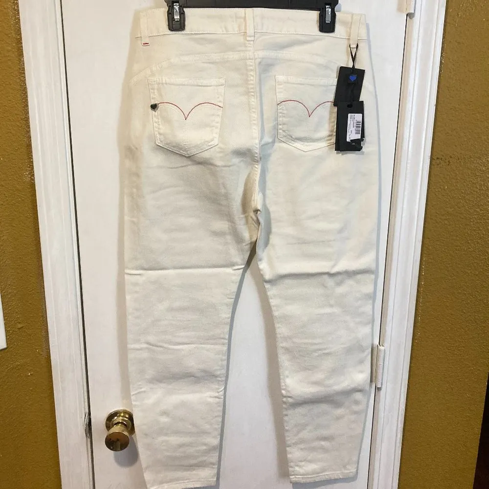 Twin Set women's size 27 embellished side stripe drop slouchy fit CHANTAL jeans - Image 7