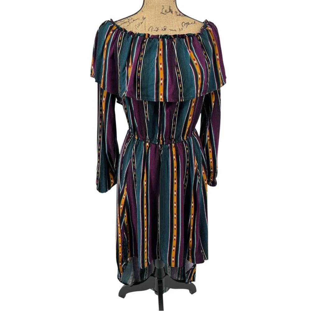 Wrangler Retro Hi‎ Low Ruffle Dress Western Aztec Country Size Medium Purple - Image 2