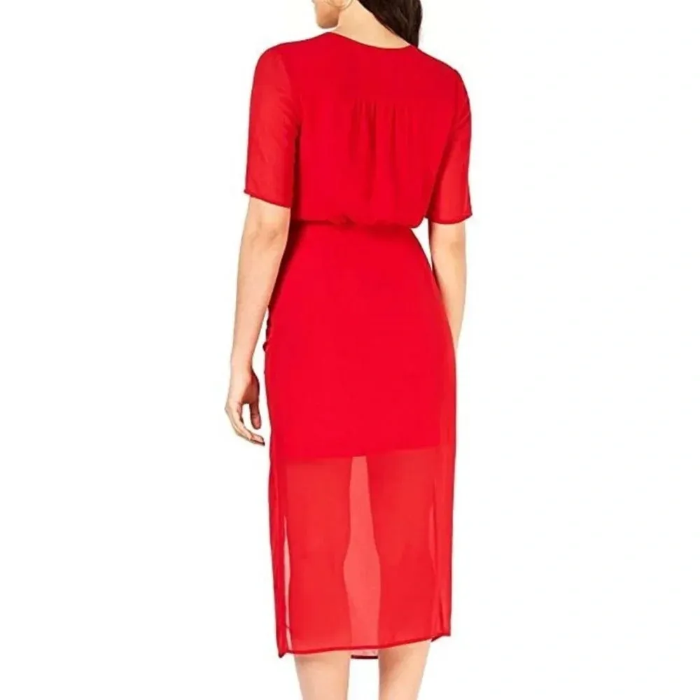 Leyden Bright Red Midi Sheer Bottom Size M Dress Size M - Image 2