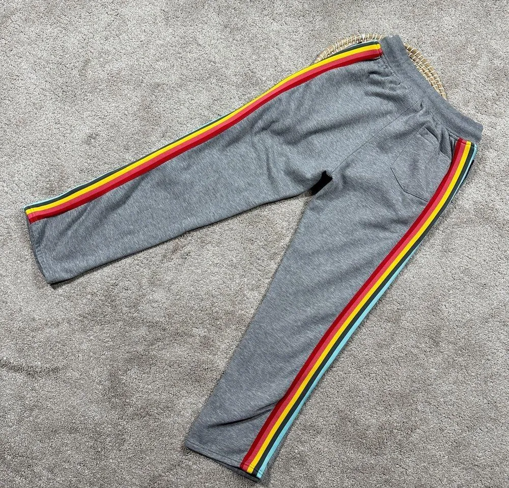 Palm Angels Women’s Rainbow Track Sweatpants Pull On Drawstring in Gray Size XL - Image 5