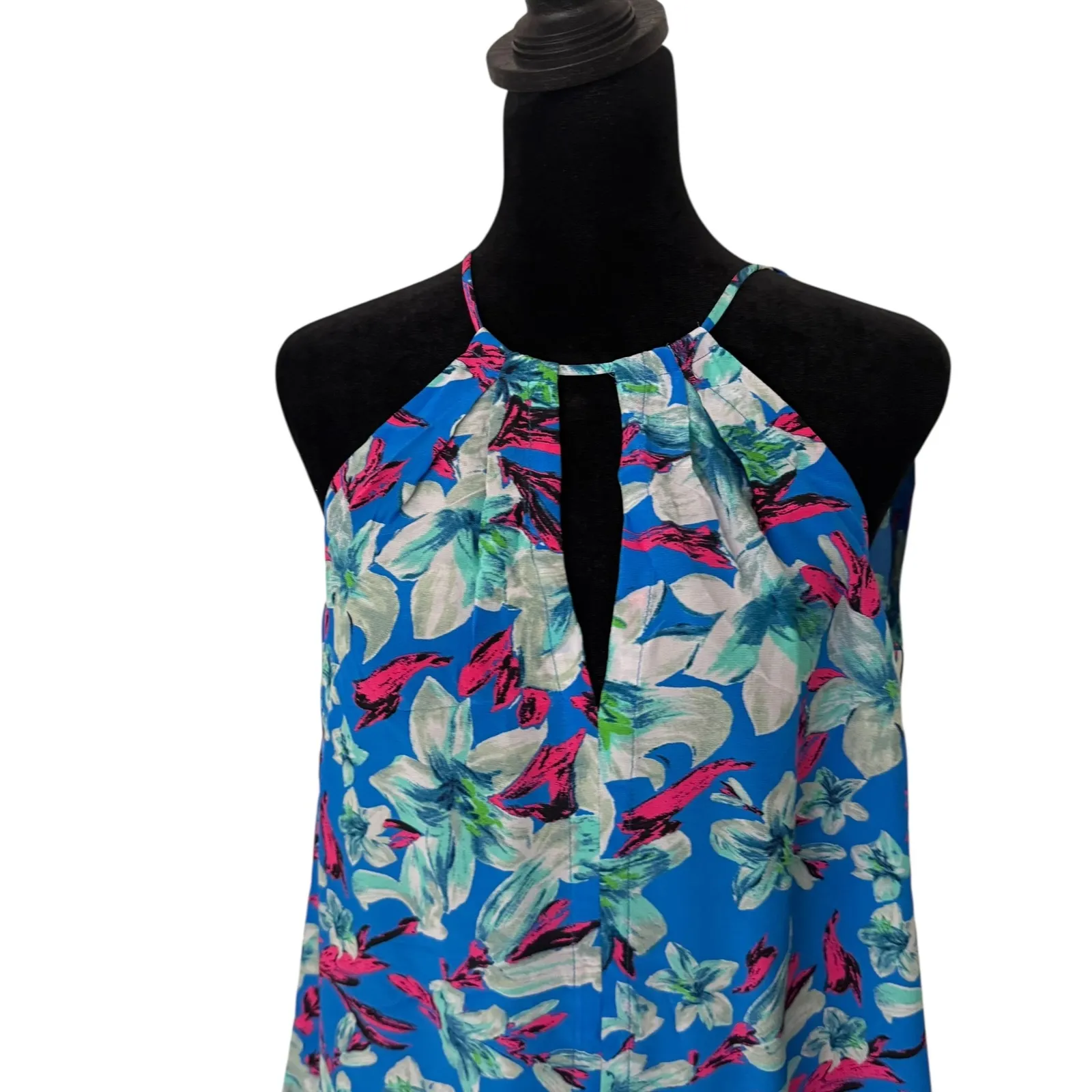 Nanette Lepore Lily Tank 100% Silk Top Size S Blue Cut Out Resort Wear Flowy NEW - Image 4