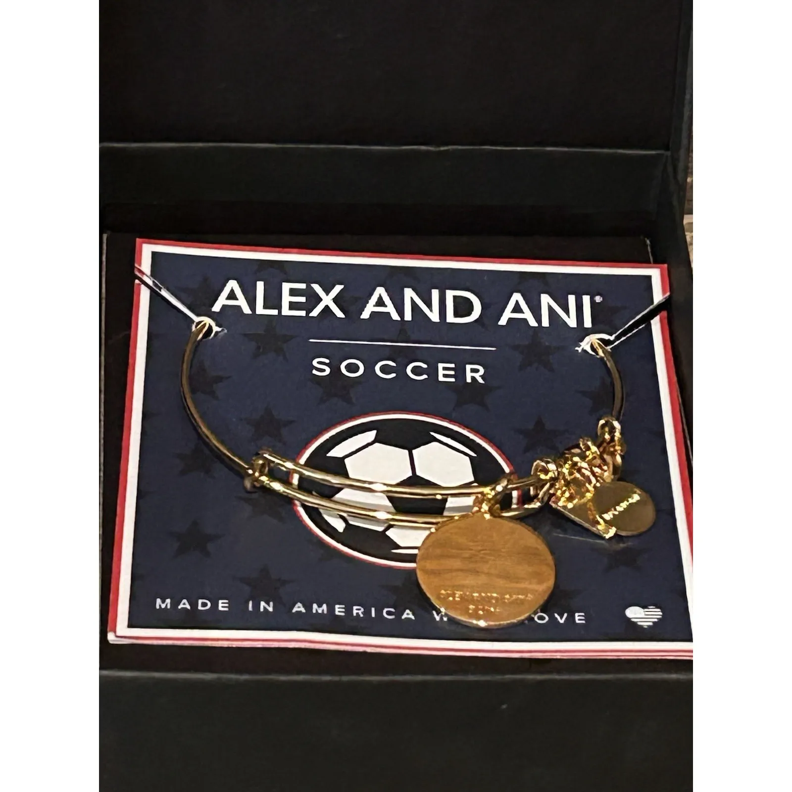 Alex and Ani Team USA Soccer‎ Bangle Bracelet Yellow Gold In Box - Image 3