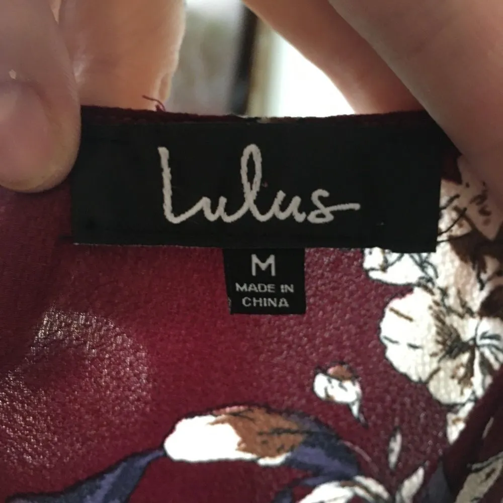 Lulu’s maroon & white floral belted skater dress - Image 3