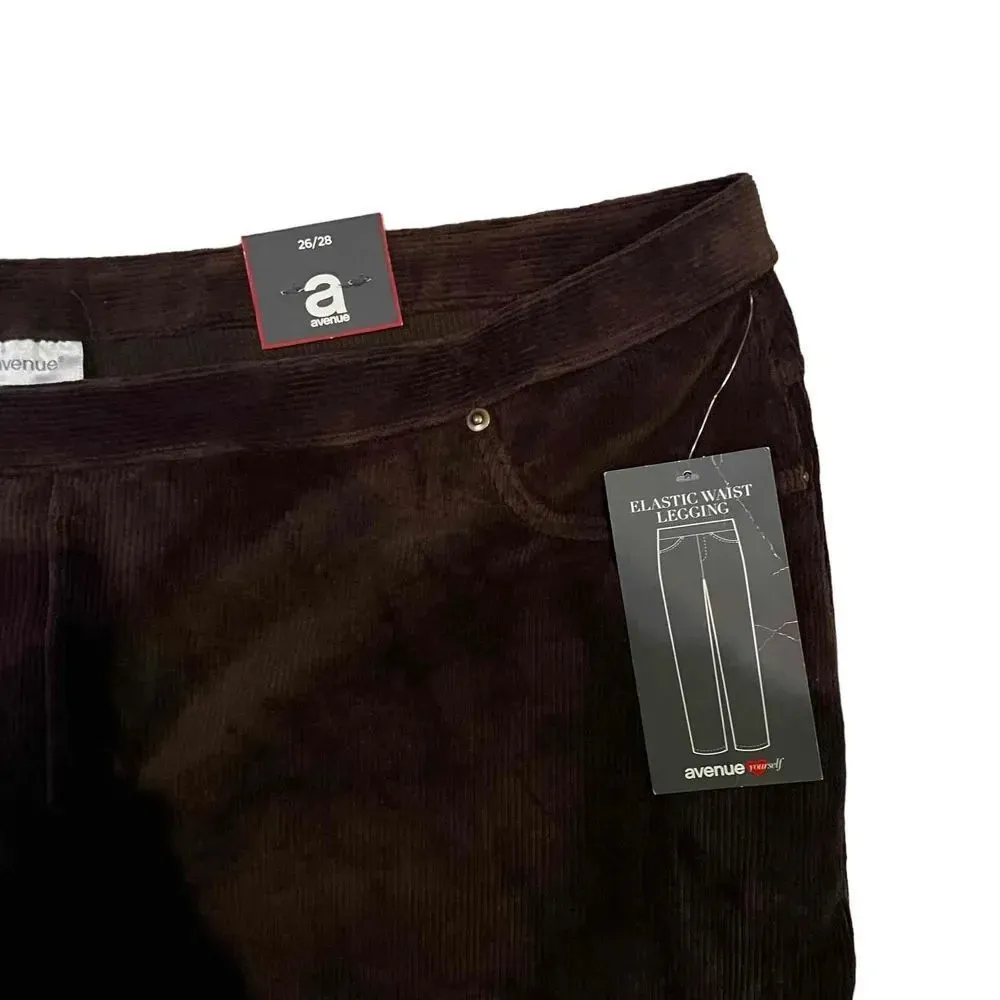 NWT Avenue Women's Your Fit‎ Plus Size Brown Ribbed Velour Leggings Size 26/28 - Image 2