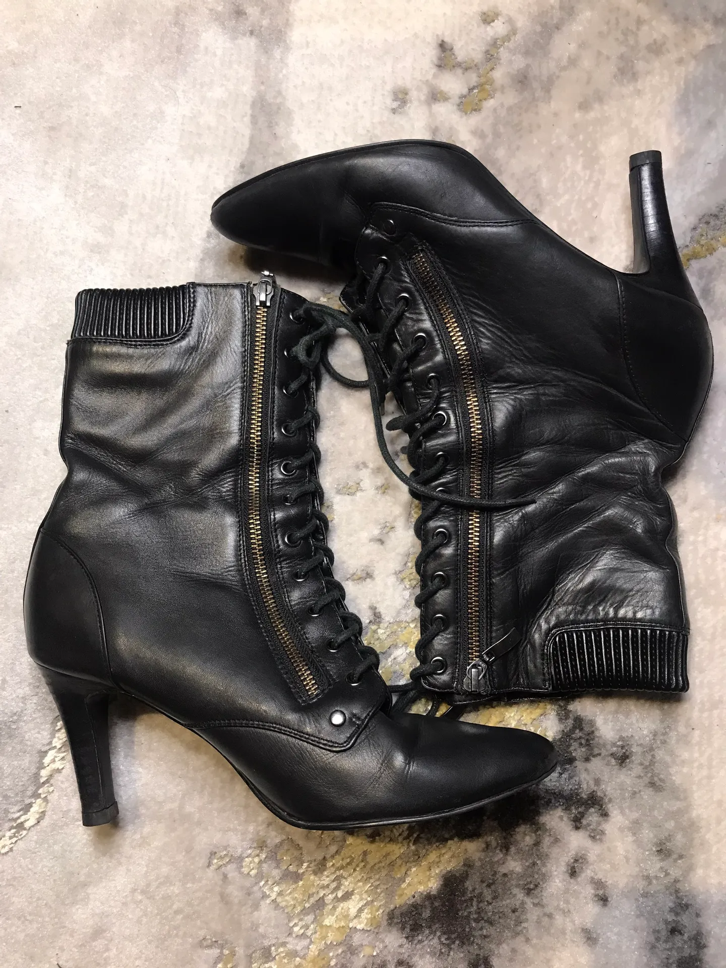 Alfani Evette Leather Lace Up Booties - Image 2