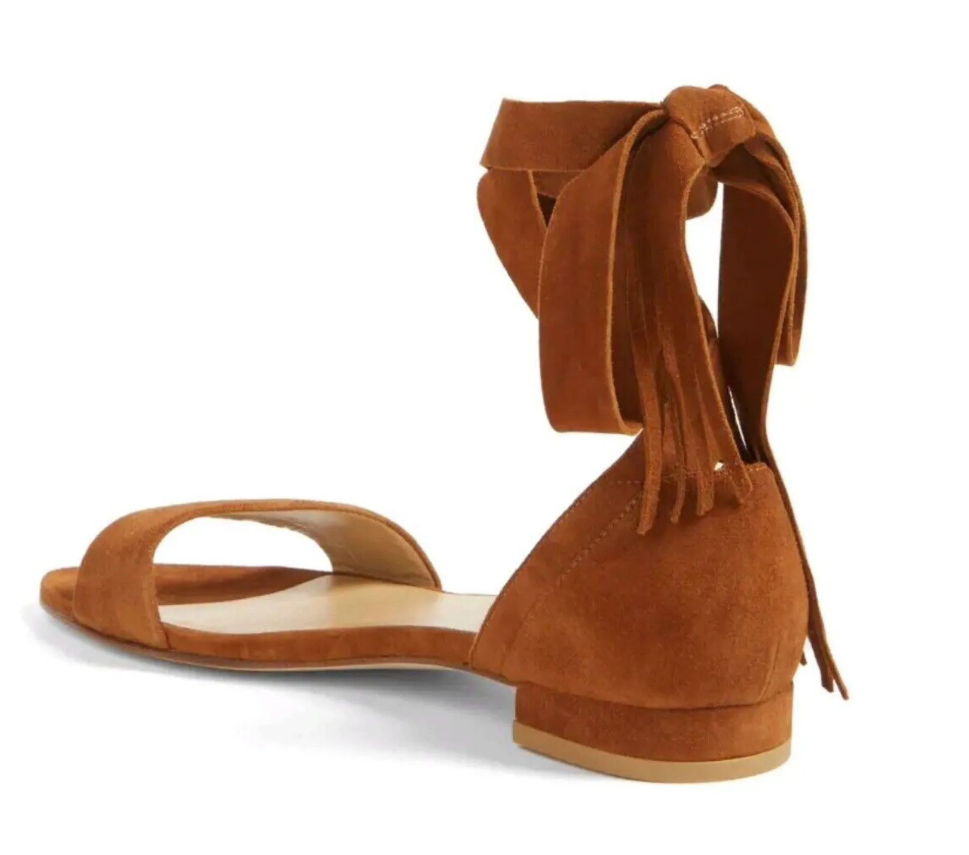 Stuart Weitzman Brown Suede Ankle Wrap Corbata Sandals Size 7 NWOT - Image 2