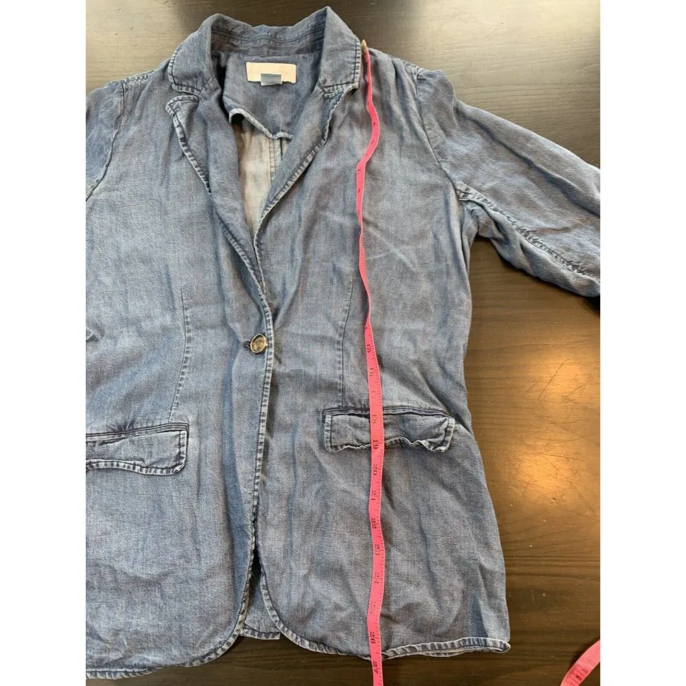 Soft Surroundings Chambray‎ Jacket Women's PS Petite Small Tencel Blue Blazer - Image 9