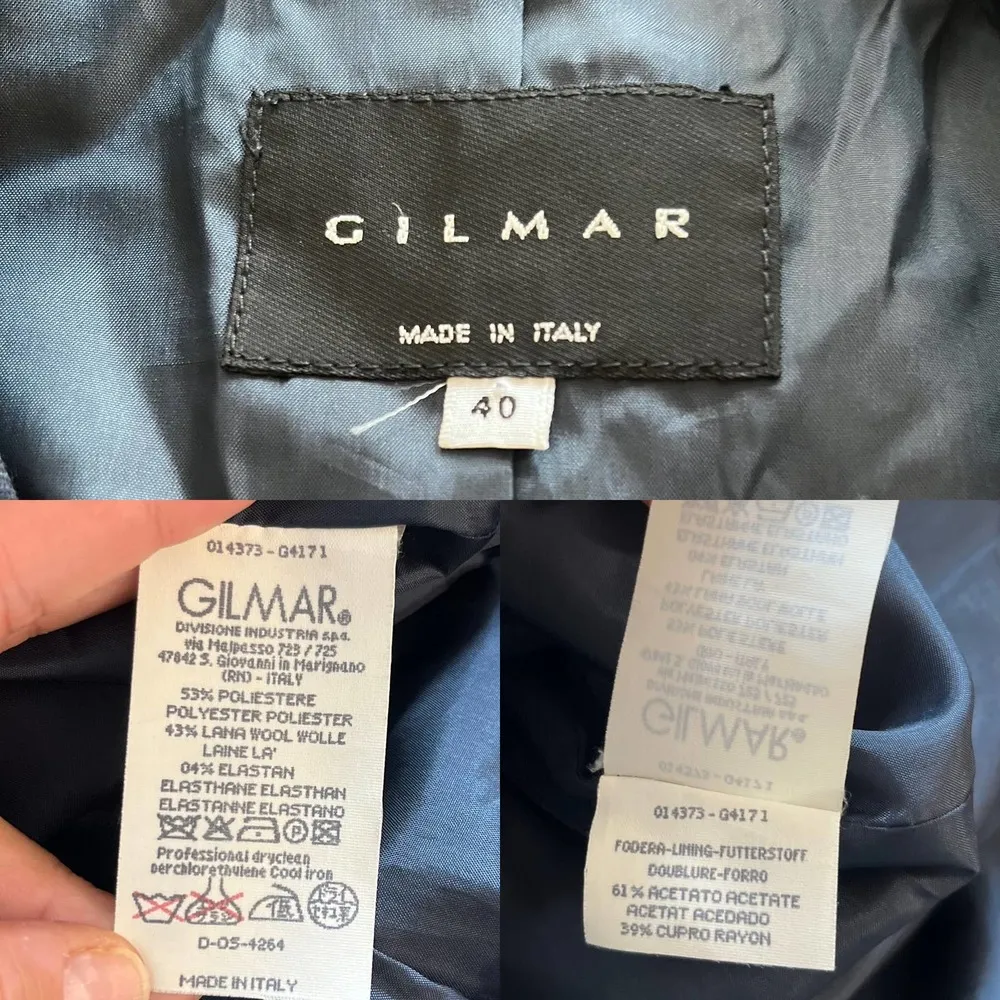 GILMAR Blazer Jacket Blue Subtle Stripes Button Down Italy Long Sleeves 40 EUC - Image 8