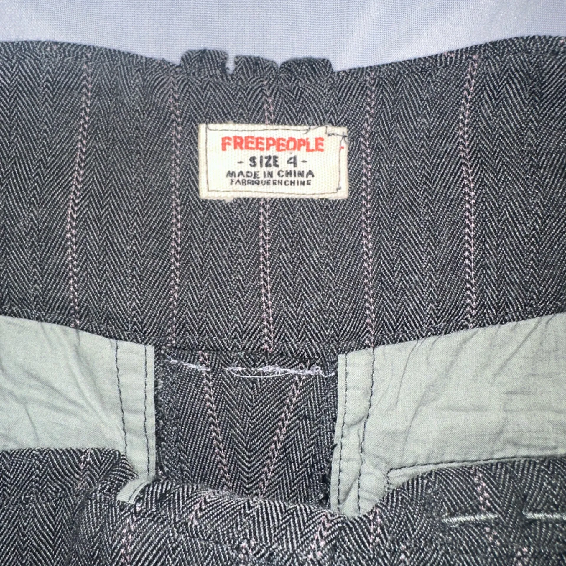 Free People • Business Pinstripe Mid Rise Pants • Women’s 4 • Gray Pinstripe - Image 3