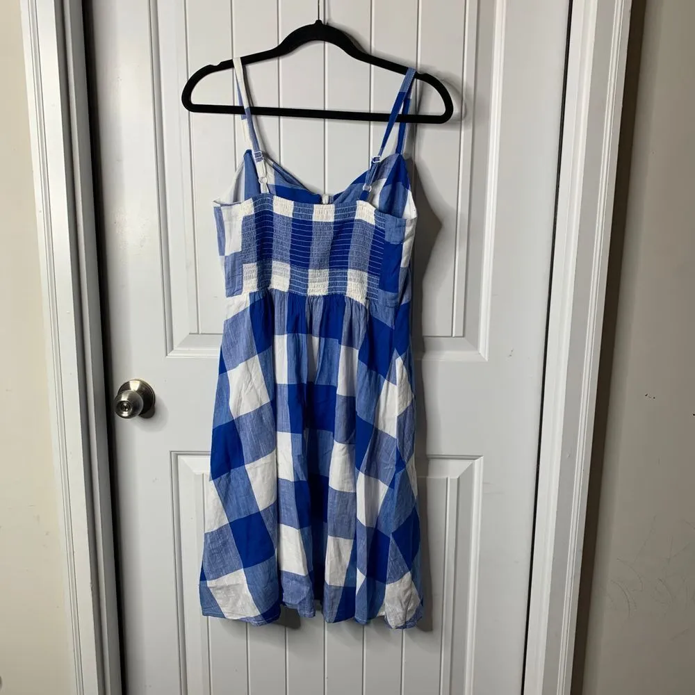 Old Navy Blue White Gingham Cami Summer Dress Tie‎ Front Cotton Sundress M Tall - Image 2