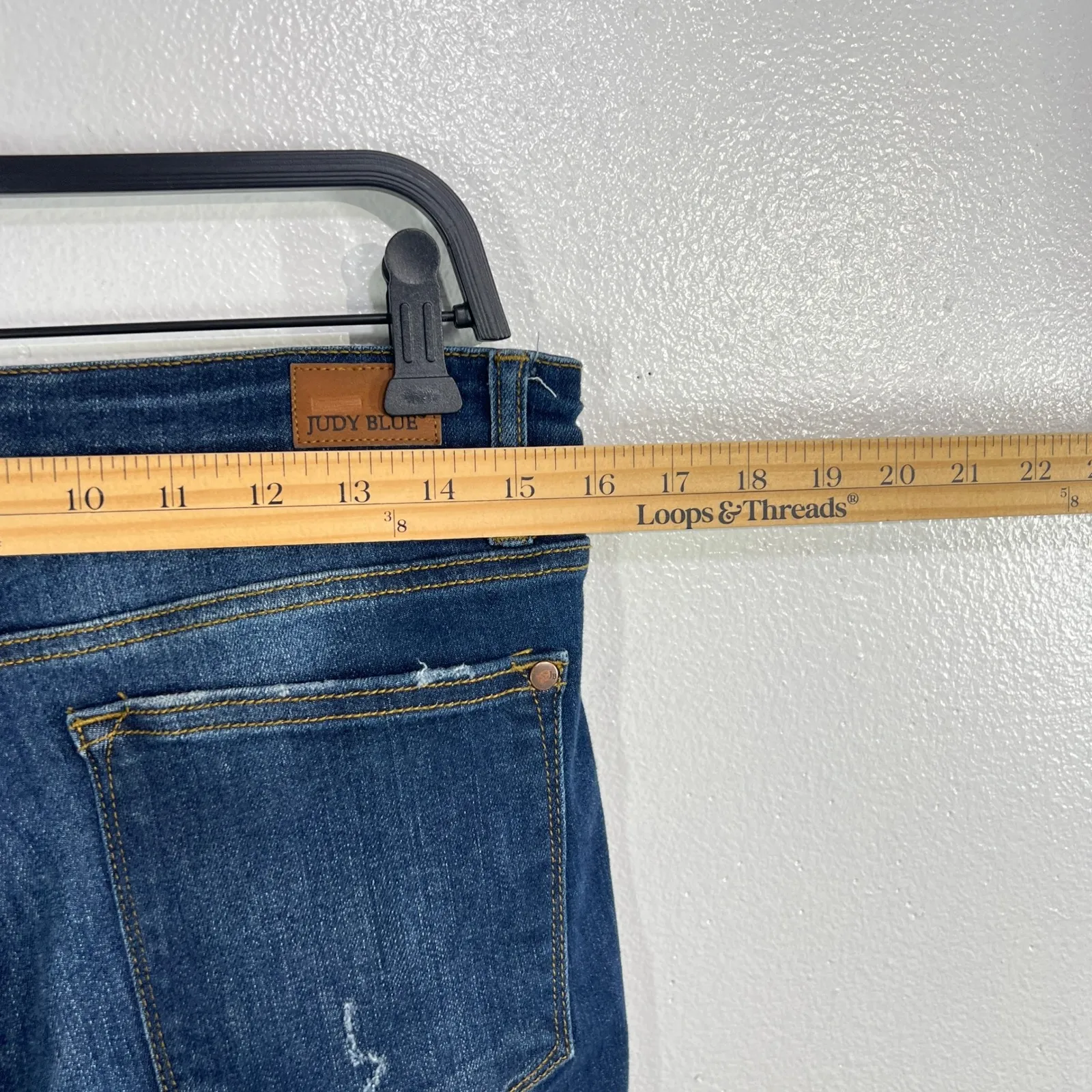 Judy Blue Los Relaxed Fit Jeans Womens Size 11/30 Dark Wash Distressed Timeless - Image 7