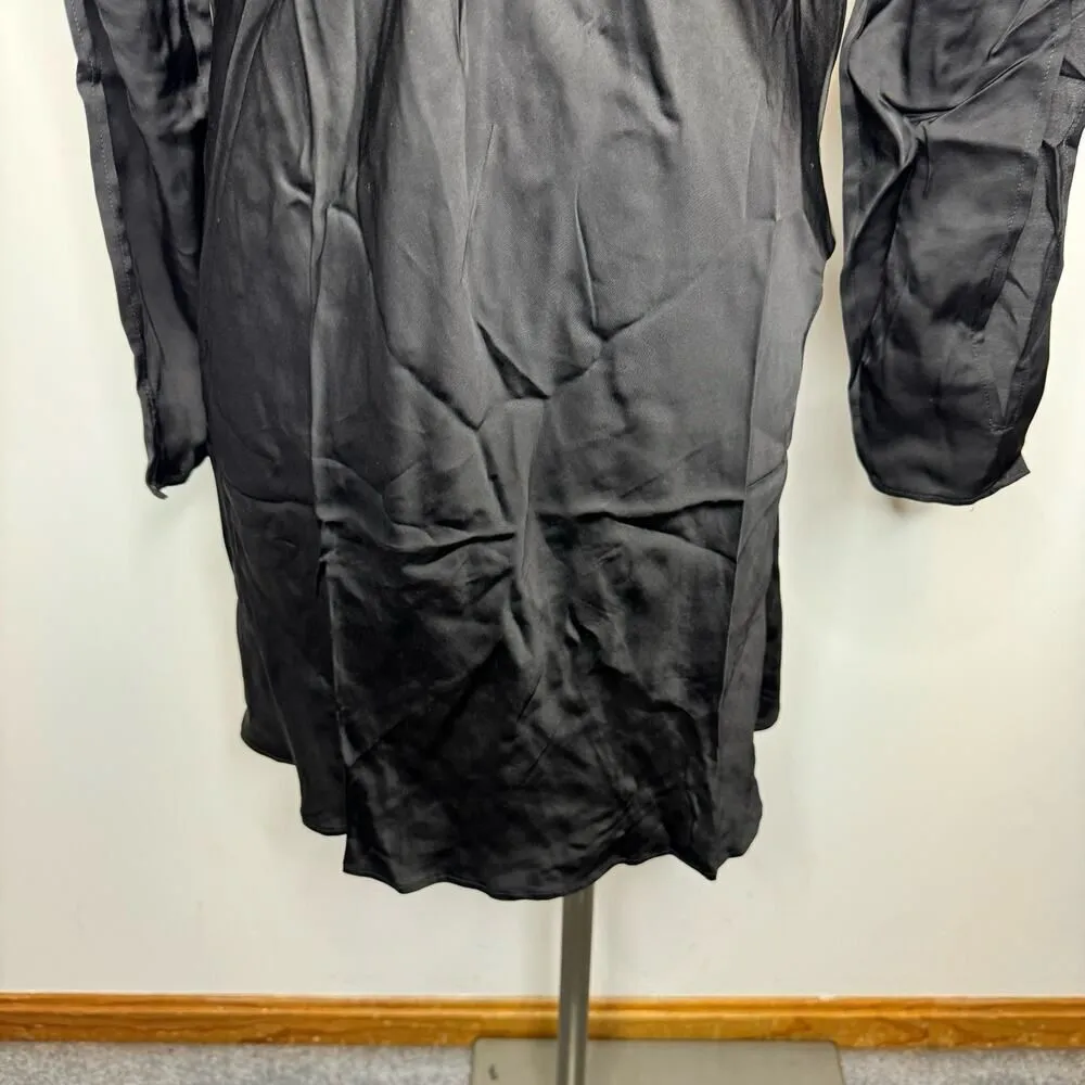 Chaser Women's Small Fit Flare Mini Dress Black Satin Twist Front Detail V Back - Image 7