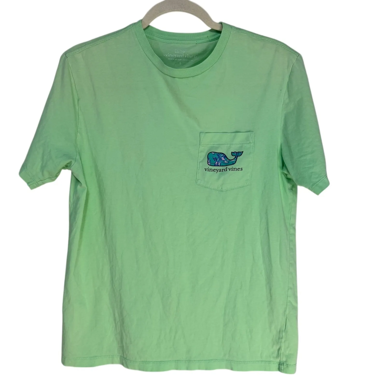 Vineyard Vines Whale Pocket Tee Shirt Light Green Short Sleeve Cotton Size S - Image 2