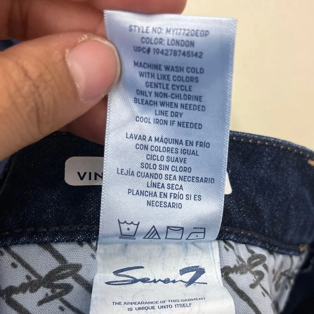 Seven7 high rise vintage straight dark wash non ripped jeans size 12 #740 - Image 7