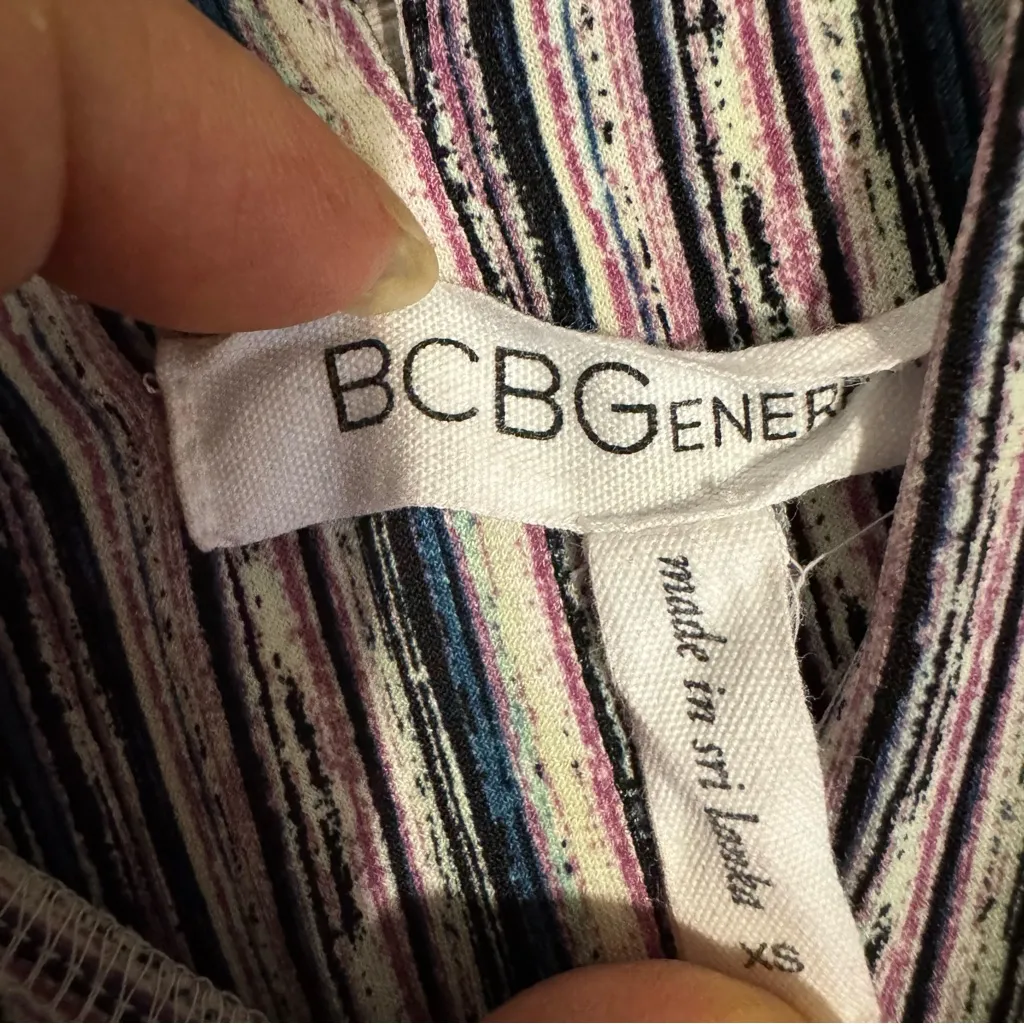 BCBGeneration Women Multicolored Striped Sleeveless‎ Stretchy V-Neck Jumpsuit XS - Image 8