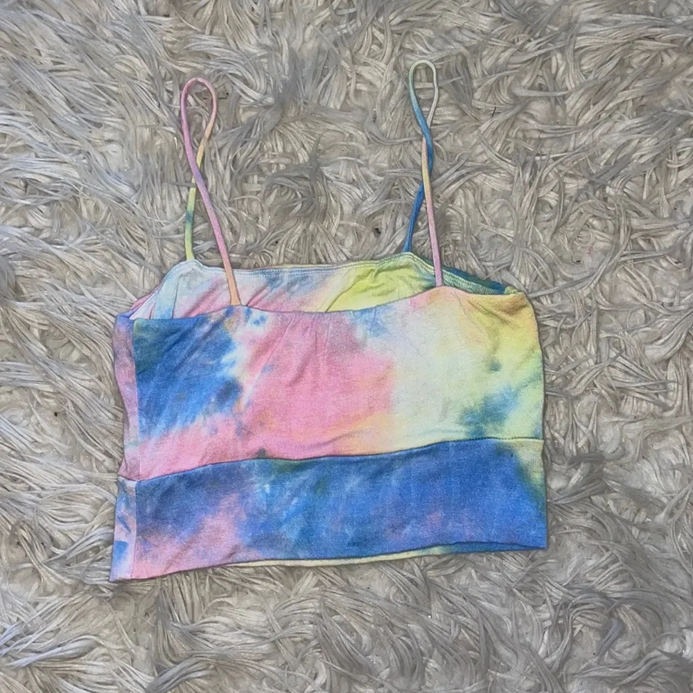 Rainbow Tie Dye Crop Tank Top - Image 2