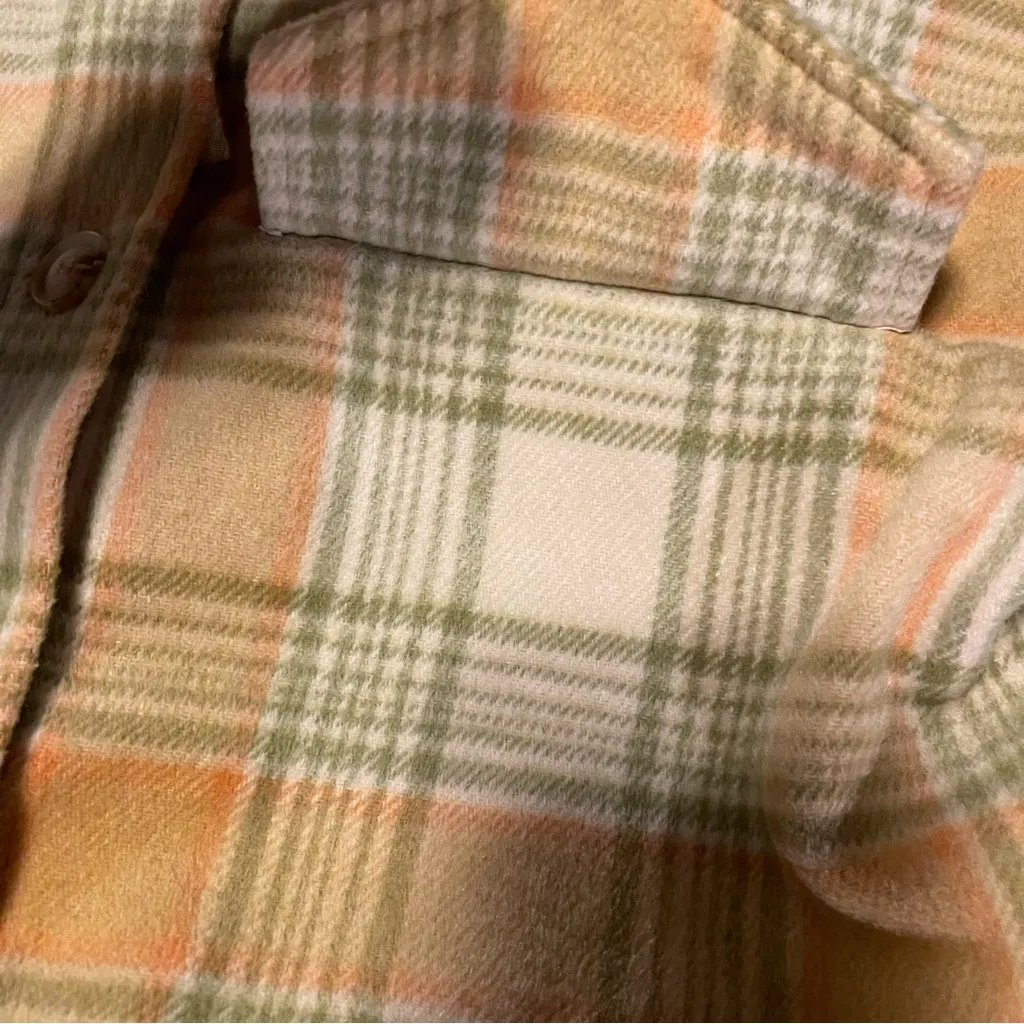 Women's Wool Plaid Yellow and Green Oversized Shacket - Image 6