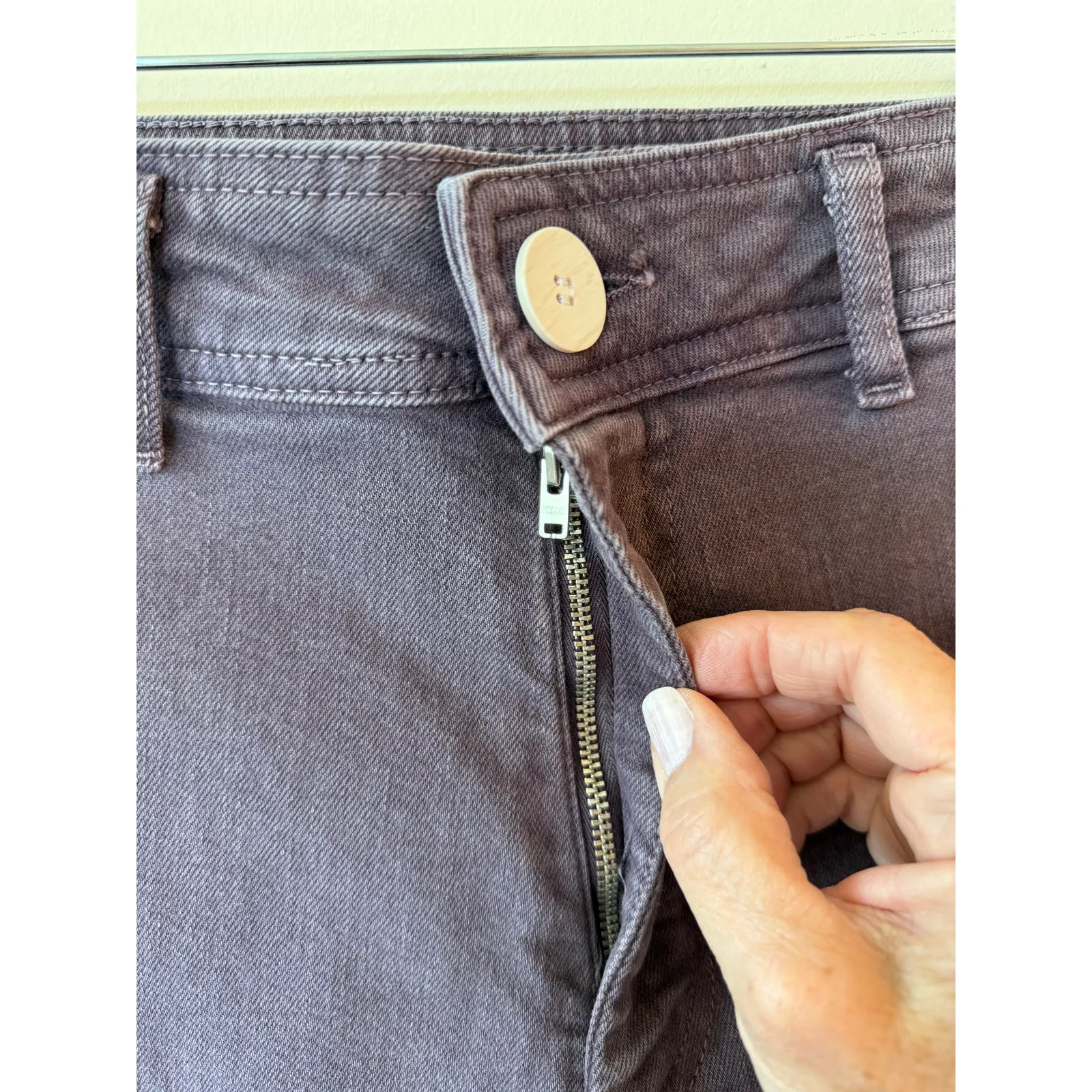 Zara High Rise Wide Leg Marine Ankle Jeans Raw Hem Denim Purple Women's Size 2 - Image 7