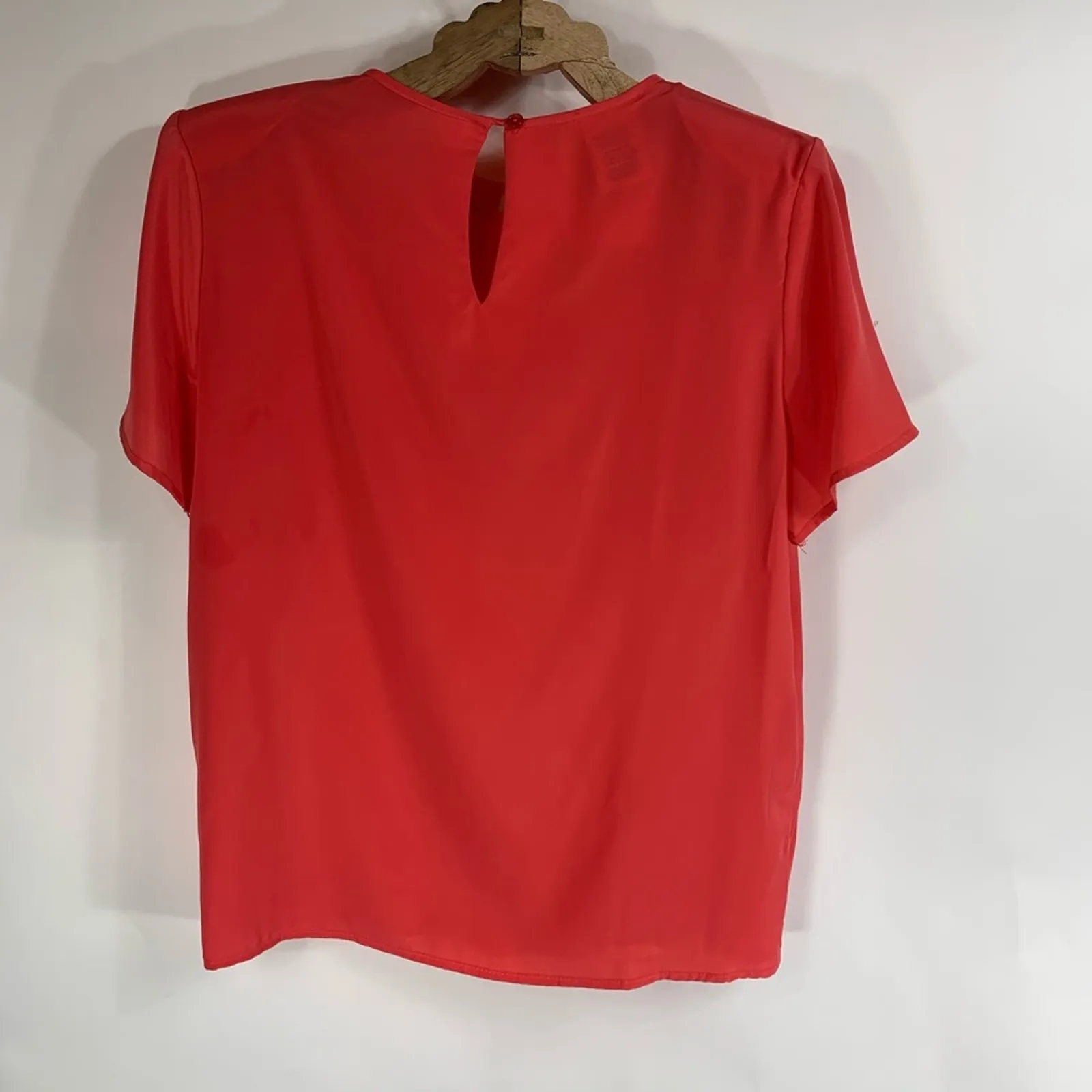 Coral Silky Blouse Pullover Sz Small New Old Stock NWT Red - Image 6