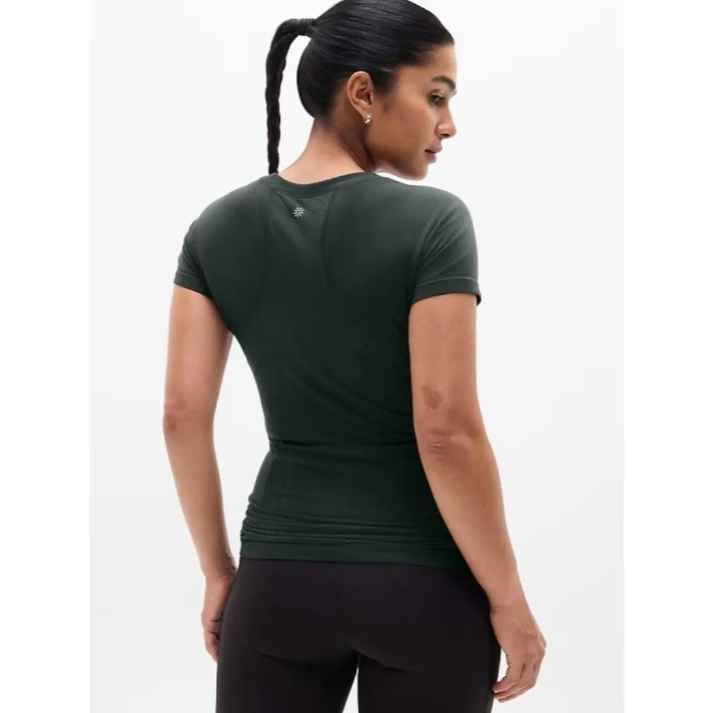 New Athleta XS Momentum Seamless Short Sleeve Tee Elm Green X-Small - Image 2