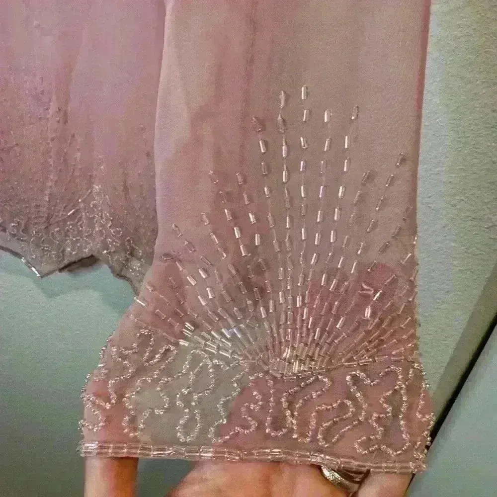 Vintage Jack‎ Bryan Pink Sheer Beaded Top Size M Size M - Image 5