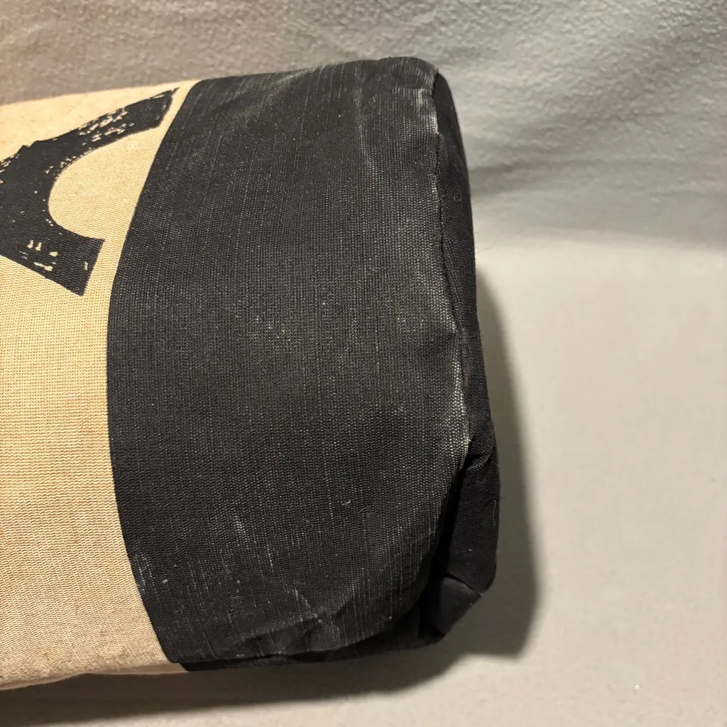 Vtg. MAI 1910 Sommet de la Tour Eiffel Tower Paris Canvas Fiber Tote Bag round Tan - Image 5