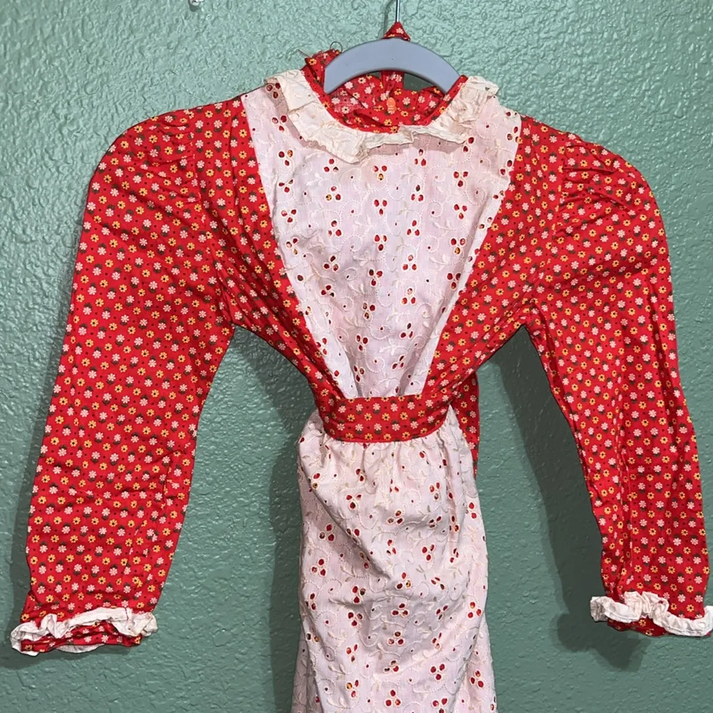 Vintage 70s Floral Prairie Dress with Apron - Image 3