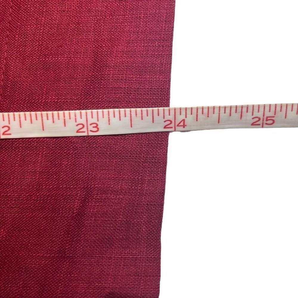 Rena Rowan Vintage Burgundy 100% Linen Ladder Crochet Button Down Blouse Sz 14 - Image 8