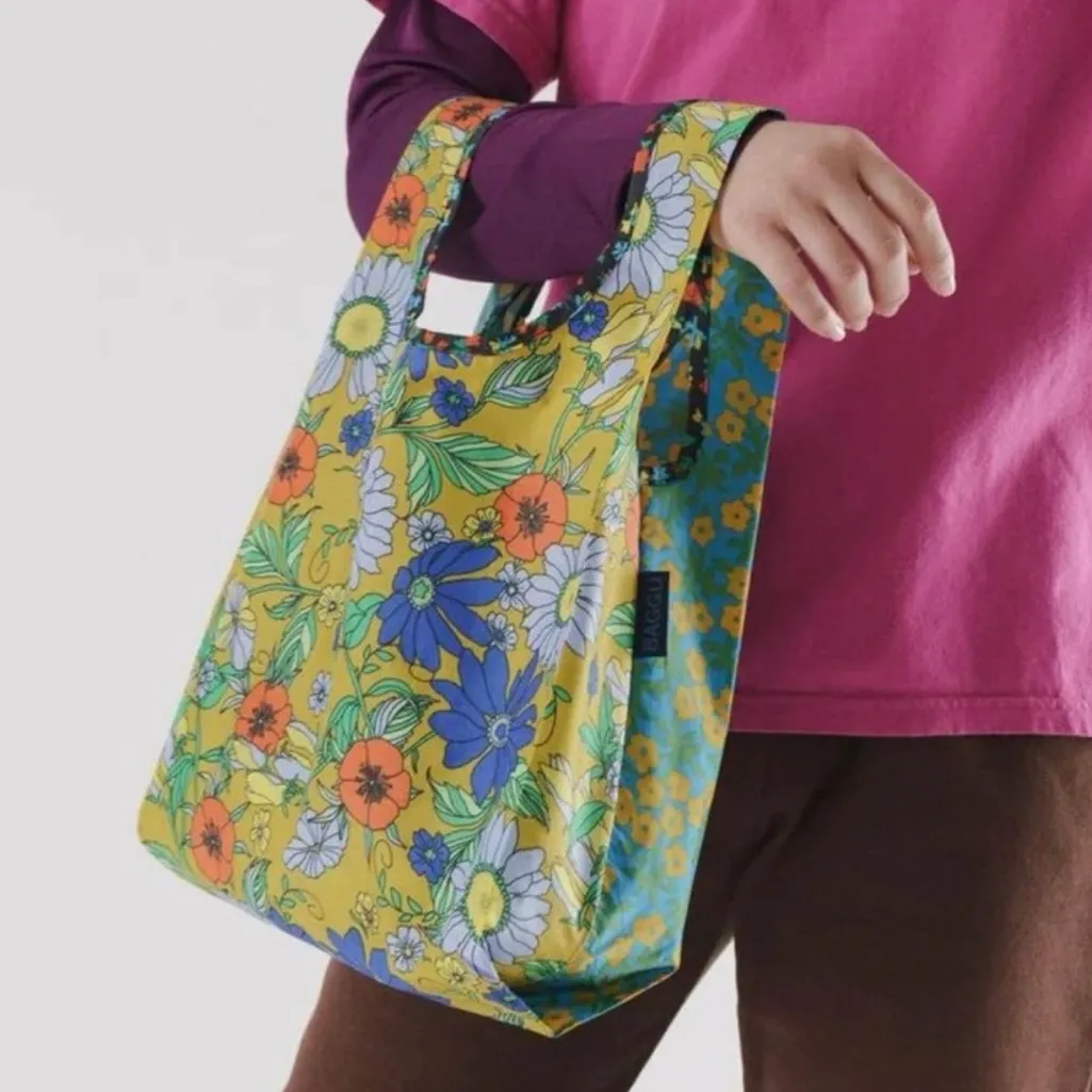 BAGGU Baby Baggu Patchwork Floral Print - DEADSTOCK - EUC Folds to 4x4in RARE - Image 1