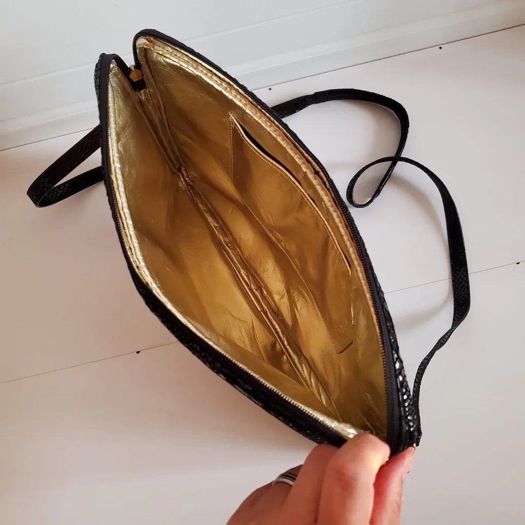 MICHAEL KORS Black Python Style Notebook Cover with‎ Strap Crossbody Bag - Image 11