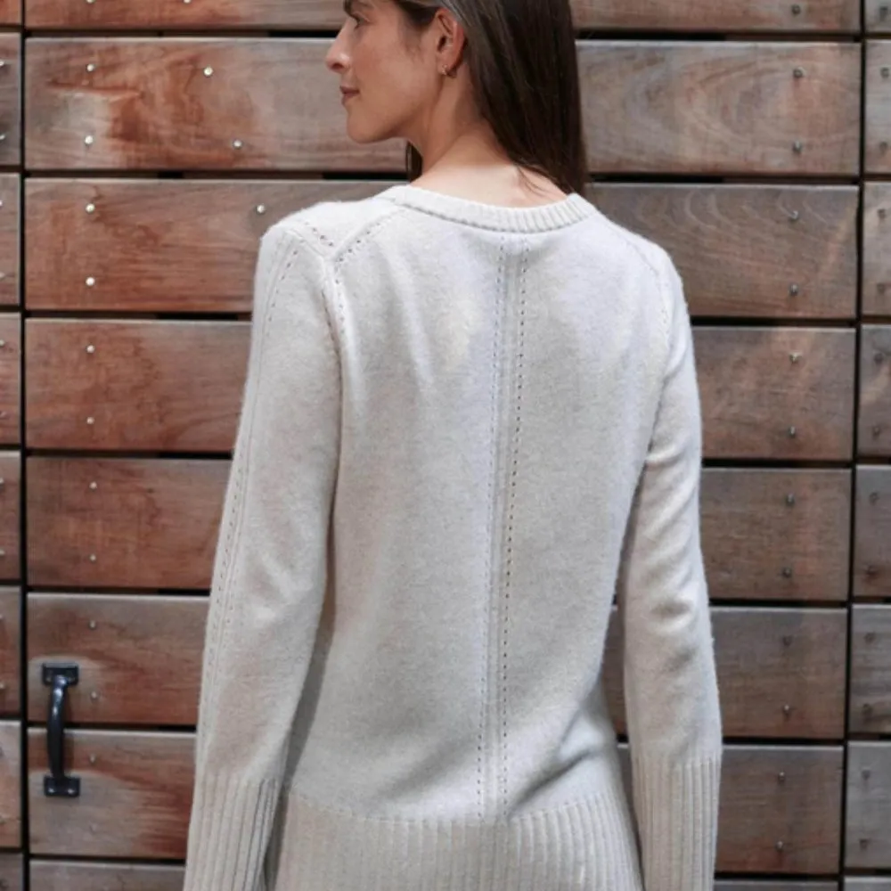 💕WHITE + WARREN💕 Cashmere Pointelle Detail Crew Neck Pullover ~ Large L NWT - Image 6