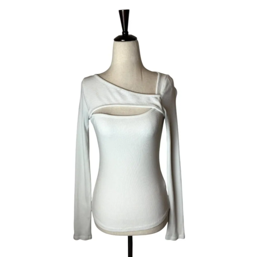 Citizens of Humanity Shirt Women XS White Iris Ribbed Cutout‎ Neck Top Tee Sexy - Image 2