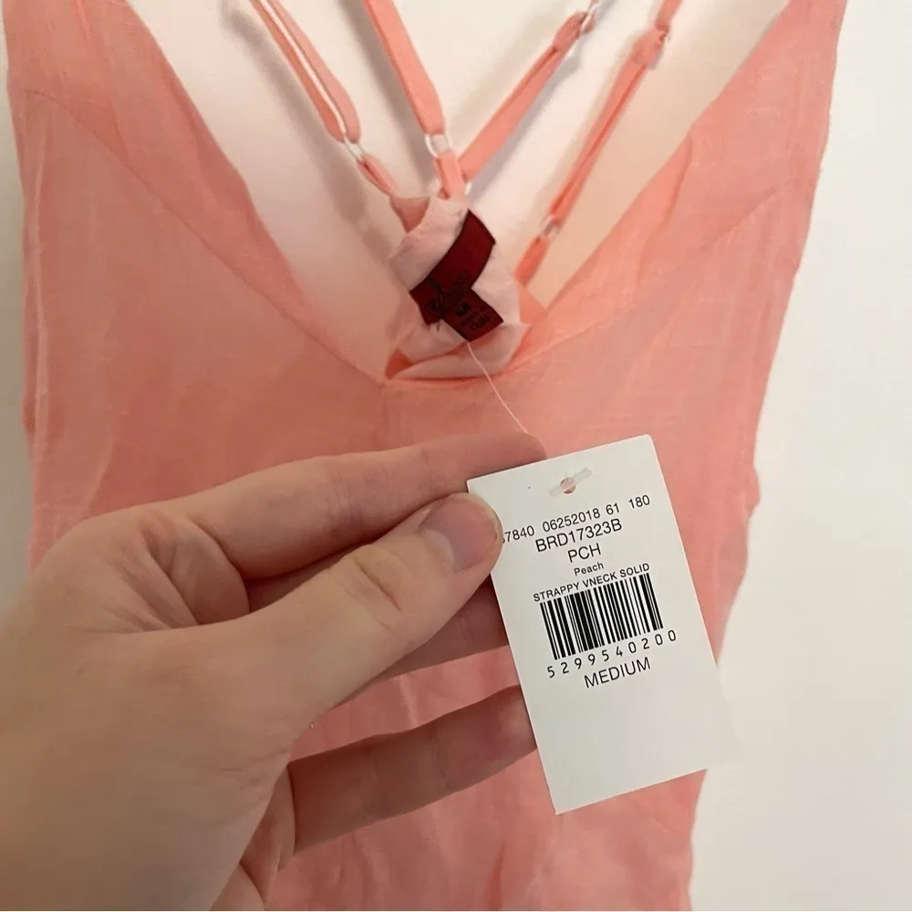 NEW NWT RED BY BKE BUCKLE Strappy Woven Tank Top Solid Pink V-Neck Sleeveless M - Image 5