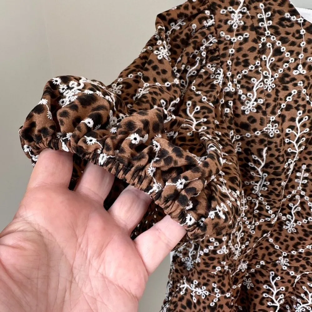 Brown Black White Eyelet Skirt and Top Set SZ Small - Image 6