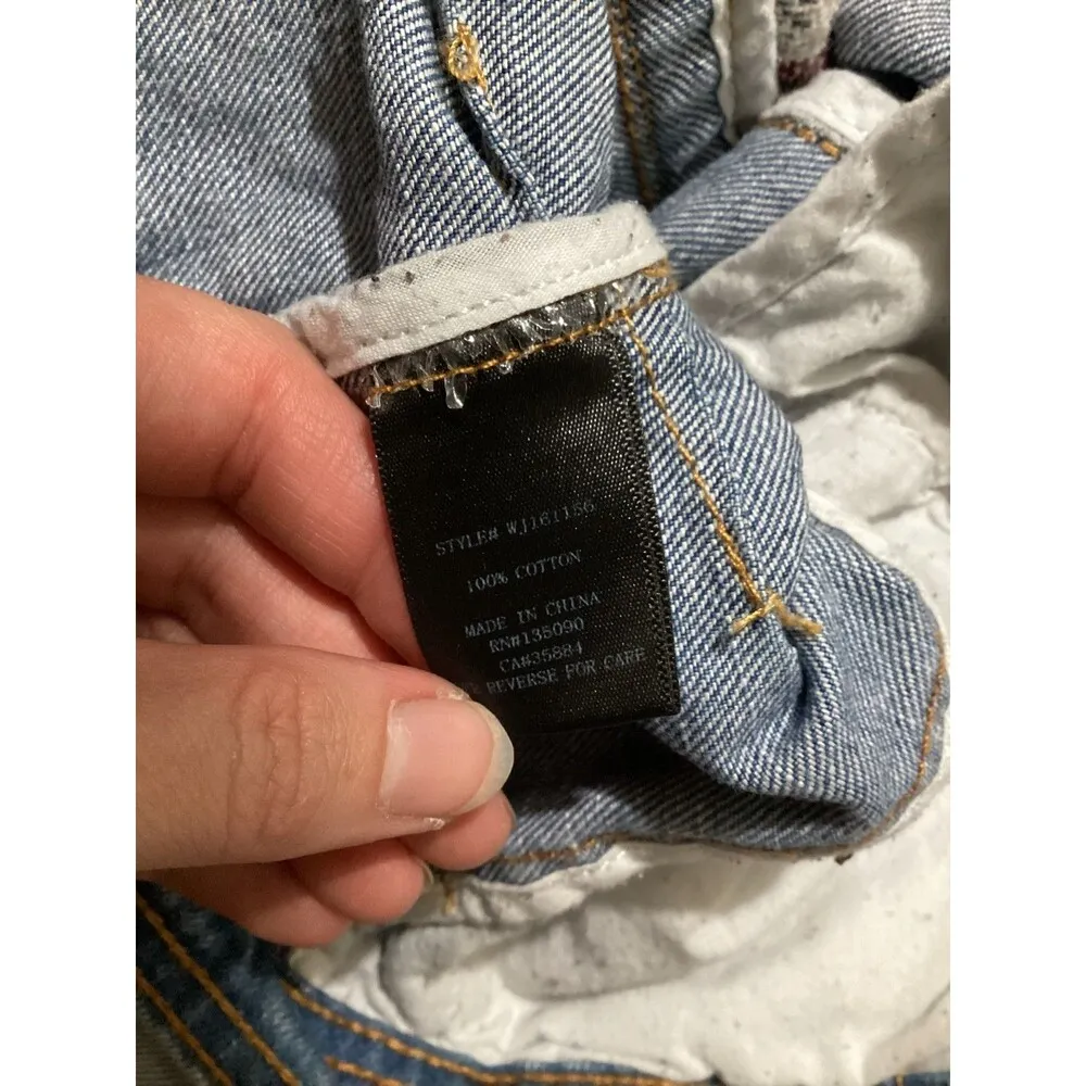 White Crow Jacket Womens Medium Blue Denim Aztec Southwest Boho Distressed - Image 6