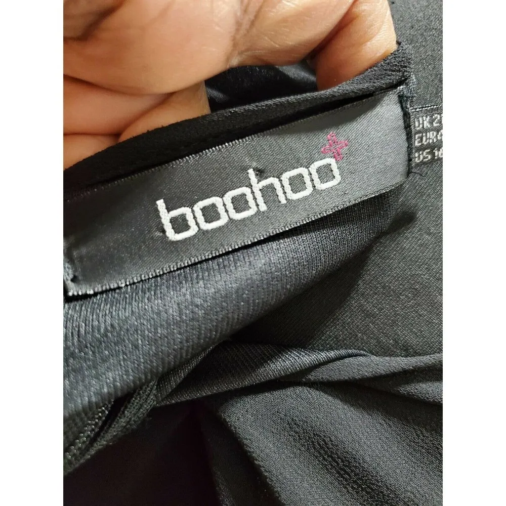 Boohoo Women Black Polyester Short Sleeve Round Neck Knee Length Fancy Dress 16 - Image 8