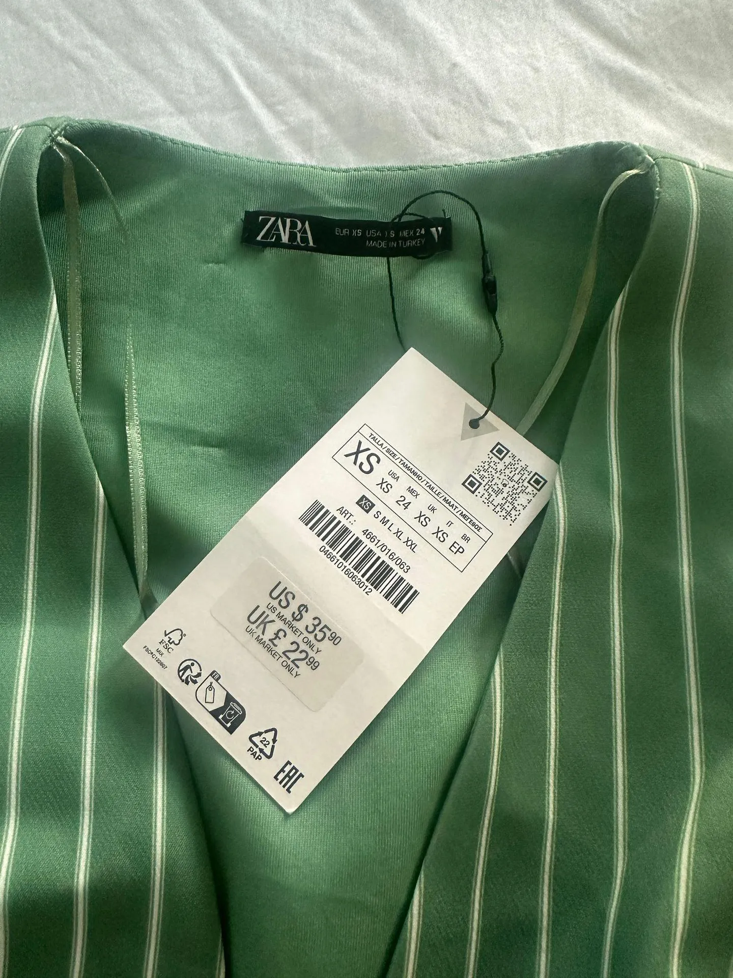 ZARA Green  Pinstripe Top - Image 2