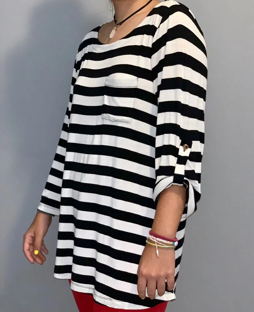 Cable & Gauge Black And White Striped Top - Image 6