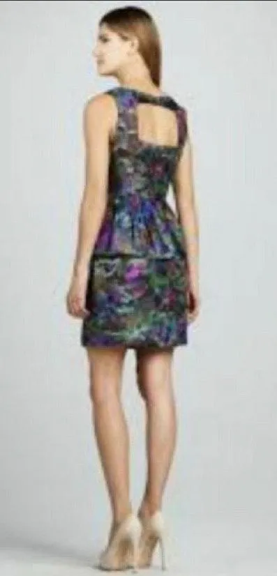 Cluny Silk Watercolor Peplum Dress - Image 2