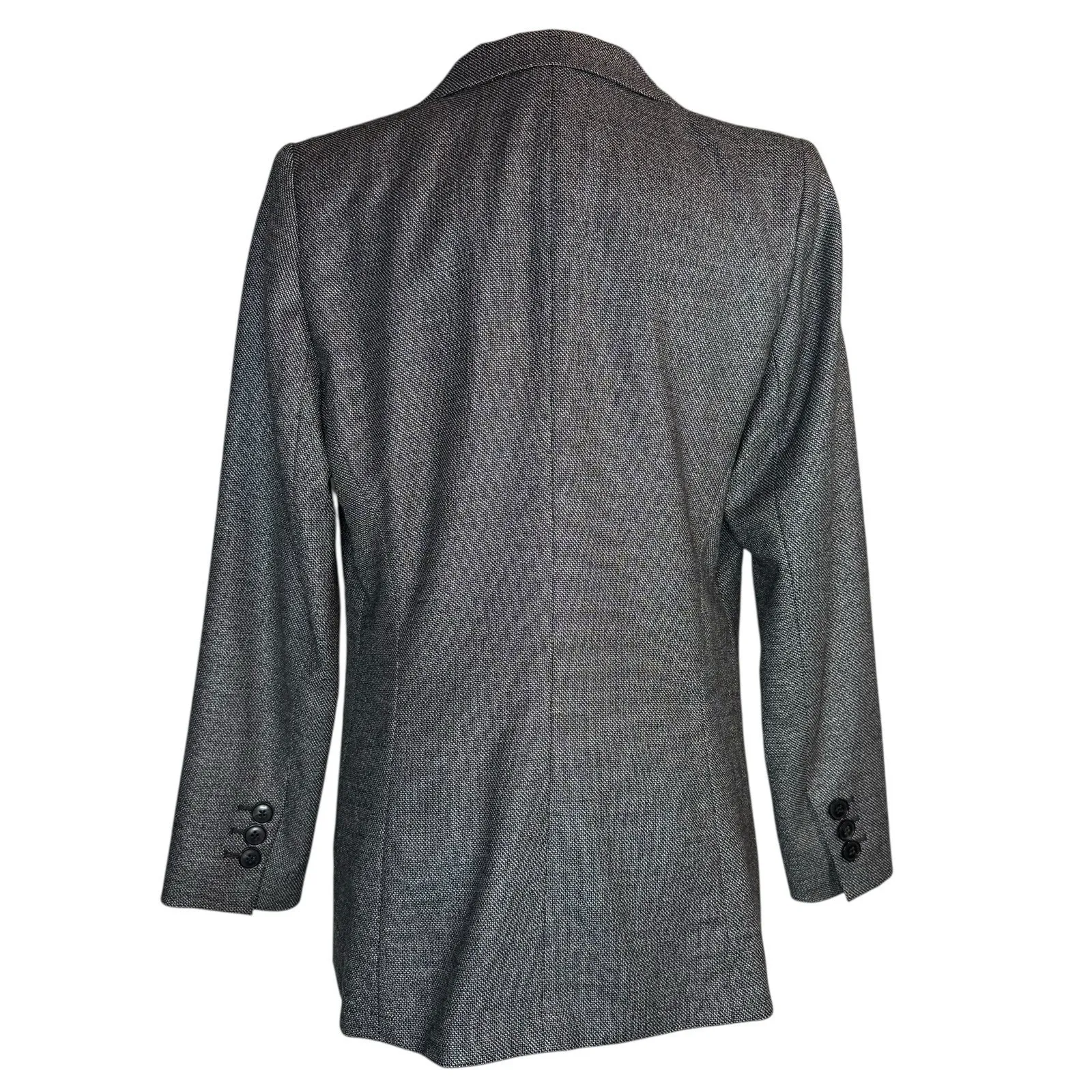 Lafayette 148 New York Gray Virgin Wool Silk Blazer 12 Single Button Jacket $698 - Image 6