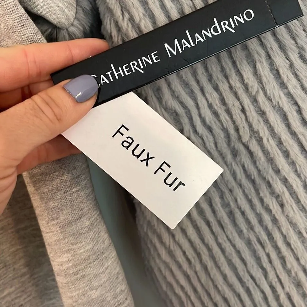 Catherine Malandrino NWT grey faux fur puff sleeve sweater small - Image 6
