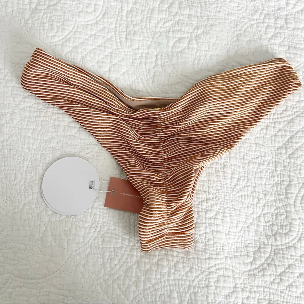 PQ Swim Aperol Stripe Bikini Teeny Bottom Gold Size Small S NWT - Image 6
