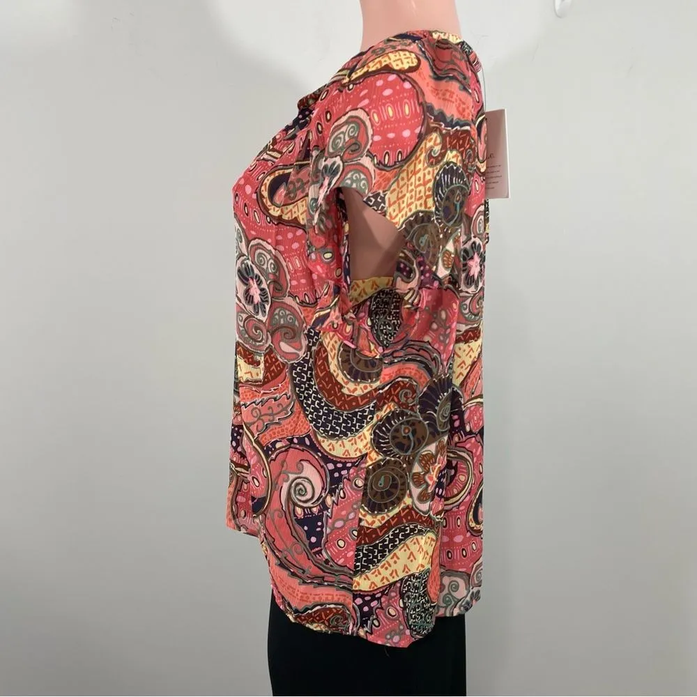 NWT‎ A.L.C. June Top Size 10 Blouse Rosewine Midnight Paisley 100% Silk - Image 7