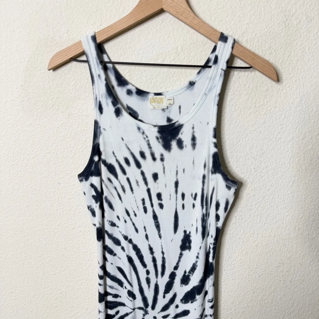 Nation LTD Navy Blue Tie Dye Birkin Tank Dress Womens Size L - Image 5