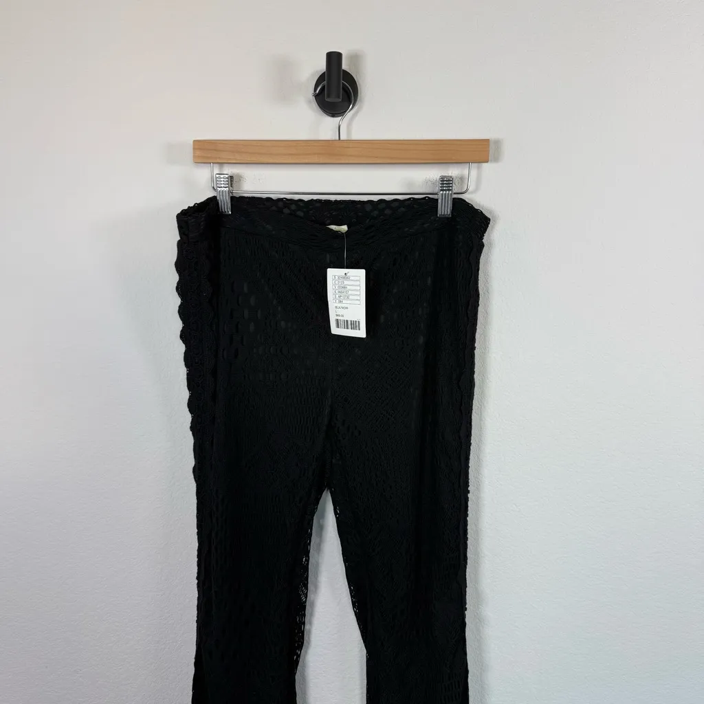 NWT Urban Outfitters Crochet Bell Bottom Pants in Black Size L - Image 4
